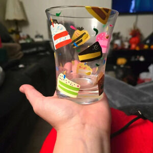 Lolita Clear Bar Glass with‎ Colorful Birthday Cake Slice Prints